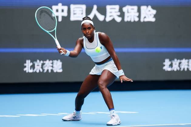 BEIJING, CHINA - OCTOBER 02: Coco Gauff of the United States competes in the Women s Singles Quarterfinal match against Eva Lys of Germany on day 11 of the 2025 China Open at the National Tennis Center on October 2, 2025 in Beijing, China.  Copyright: xVCGx 111594606295
