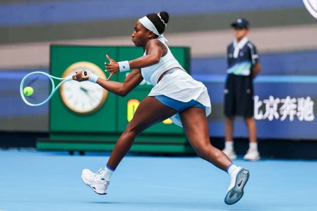 BEIJING, CHINA - OCTOBER 02: Coco Gauff of the United States competes in the Women s Singles Quarterfinal match against Eva Lys of Germany on day 11 of the 2025 China Open at the National Tennis Center on October 2, 2025 in Beijing, China.  Copyright: xVCGx 111594608728