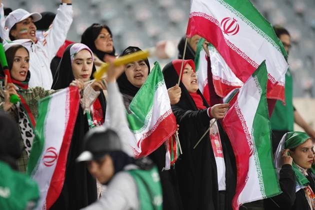 Iran v Kenya friendly football match 28 03 2023 - TEHRAN : women fans of Iran s national football team cheer for Team Me Iran v Kenya friendly football match 28 03 2023 - TEHRAN : women fans of Iran s national football team cheer for Team Melli during the friendly football match between Iran and Kenya at Azadi Stadium in Tehran. Irans national football team has succeeded in defeating Kenya 2-1 in this friendly match. Photo : Borna News Farzam Saleh IRAN IMAGES IR Copyright: xBornaxNewsx xFarzamxSalehx Iran Image IranImages-24051-borna-news-3360081740-source Copyright: xIMAGO BornaxNewsx xFarzamxSalehx www.imago-images.de 443943292st