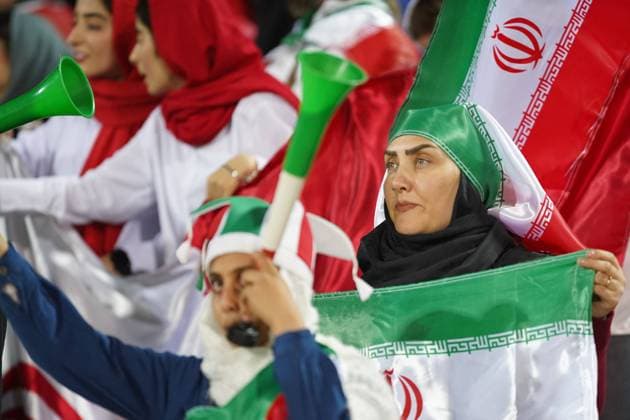 Iran v Kenya friendly football match 28 03 2023 - TEHRAN : women fans of Iran s national football team cheer for Team Me Iran v Kenya friendly football match 28 03 2023 - TEHRAN : women fans of Iran s national football team cheer for Team Melli during the friendly football match between Iran and Kenya at Azadi Stadium in Tehran. Irans national football team has succeeded in defeating Kenya 2-1 in this friendly match. Photo : Borna News Farzam Saleh IRAN IMAGES IR Copyright: xBornaxNewsx xFarzamxSalehx Iran Image IranImages-24054-borna-news-3360081756-source Copyright: xIMAGO BornaxNewsx xFarzamxSalehx www.imago-images.de 443943317st