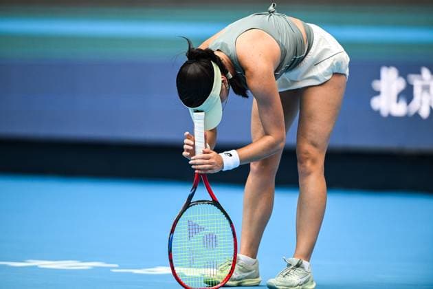 BEIJING, CHINA - OCTOBER 02: Eva Lys of Germany reacts in the Women s Singles Quarterfinal match against Coco Gauff of the United States on day 11 of the 2025 China Open at the National Tennis Center on October 2, 2025 in Beijing, China.  Copyright: xVCGx 111594626713