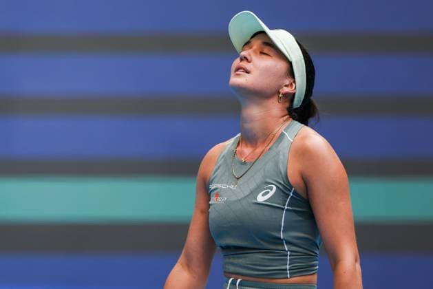 BEIJING, CHINA - OCTOBER 02: Eva Lys of Germany reacts in the Women s Singles Quarterfinal match against Coco Gauff of the United States on day 11 of the 2025 China Open at the National Tennis Center on October 2, 2025 in Beijing, China.  Copyright: xVCGx 111594610428