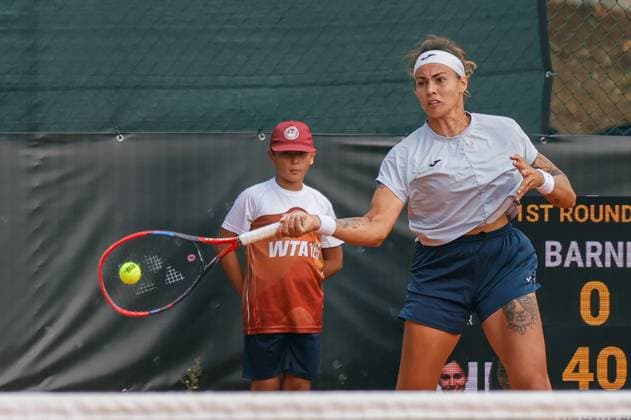 Double Alicia Barnett and Elixane Lechemia vs Aliona Bolsova and Guiomar Maristany Zuleta De Reales during the Internazionali di Calabria 2025 WTA, Tennis Damen 125 tennis match at Chiappetta Village, Rende (Cosenza), Italy.  Copyright: xFrancescoxFarina IPAxSportx xipa-agency.netx xx IPA_66042704 IPA_Agency_IPA66042704