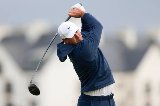 2nd October 2025; The Carnoustie Golf Links, Carnoustie, Angus, Scotland; Alfred Dunhill Links Golf Championship, Round One; Brooks Koepka of USA plays a shot from the tee on the second hole of Carnoustie Championship golf course during the first round of the Alfred Dunhill Links Championship  DavidxYoung