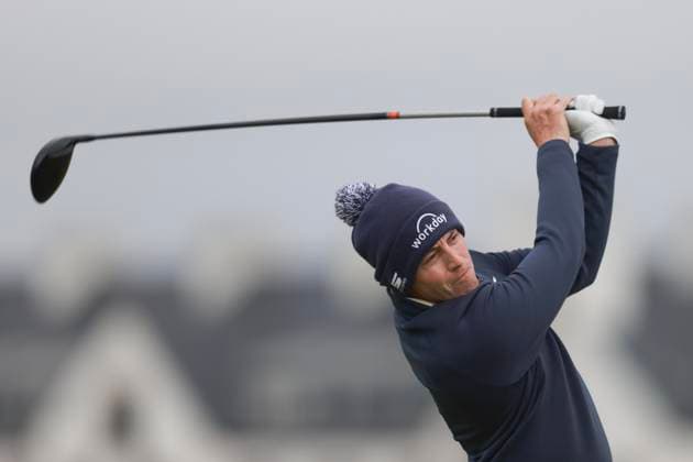 2nd October 2025; The Carnoustie Golf Links, Carnoustie, Angus, Scotland; Alfred Dunhill Links Golf Championship, Round One; Matt Fitzpatrick of England plays a shot from the tee on the second hole of Carnoustie Championship golf course during the first round of the Alfred Dunhill Links Championship  DavidxYoung