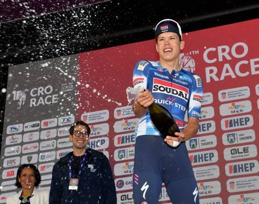 Croatia, Rijeka, 021025. Gat Karolina Rijeka. Completion of the 3rd stage of the Cro Race 2025 cycling race at Karoline Rijeka Pier. In the photo: winner Paul Magnier. Photo: Damir Skomrlj CROPIX Copyright: xxDamirxSkomrljx cro_race_rijeka19-021025