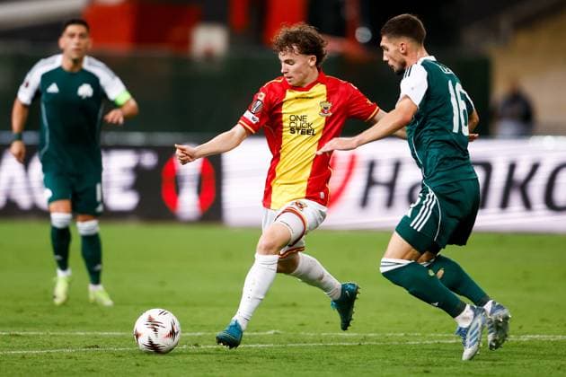 ATHENS , 02-10-2025 , Olympic Athletic Center of Athens Spyros Louis , season 2025 2026 , UEFA Europa League League phase . match between Panathinaikos and Go Ahead Eagles, Picture shows GA Eagles player Jakob Breum Panathinaikos - Go Ahead Eagles  x31323018x Copyright: