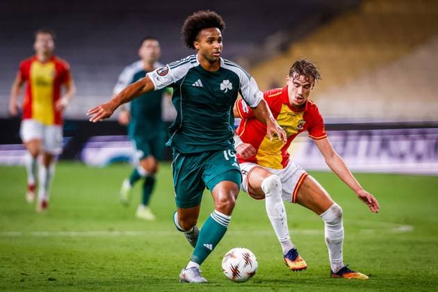 ATHENS , 02-10-2025 , Olympic Athletic Center of Athens Spyros Louis , season 2025 2026 , UEFA Europa League League phase . match between Panathinaikos and Go Ahead Eagles, Picture shows Panathinaikos player Erik Ross Palmer Brown Panathinaikos - Go Ahead Eagles  x31323224x Copyright: