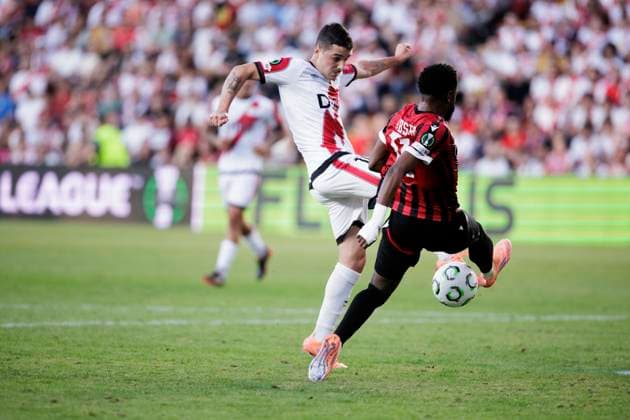 UEFA conference league - Rayo Vallecano vs KF Shkendija MADRID, SPAIN - October2: Sergio Camello of Rayo Vallecano in action during the UEFA conference league 2025 26 match between Rayo Vallecano and KF Shkendija at Vallecas Stadium in Madrid. (Photo by Guillermo Martinez) Madrid Vallecas Stadium Spain Copyright: xGuillermoxMartinezx