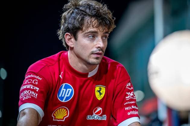 MARINA BAY, SINGAPORE: Charles Leclerc, racing for the Ferrari team during the 2025 Formula 1 Singapore Grand Prix at the Marina Bay Street Circuit in Marina Bay, Singapore