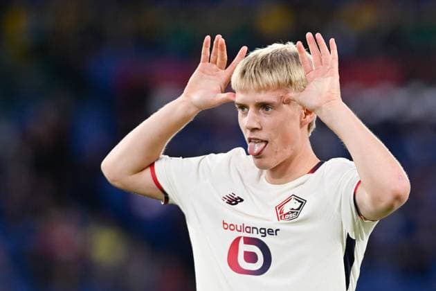 Foto IPP Cavaliere Emiliano. Roma 02 10 2025. Calcio Europa League 2025 2026. AS Roma - Lille. Nella foto: esulta per il gol Hakon Arnar Haraldsson. Italy Photo Press - World Copyright italy ITALY  Copyright: xR4924_italyphotopressx