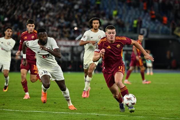 UEFA Europa League Group Phase, Stadio Olimpico, Rome, Italy 2 10 2025 Roma vs LOSC Lille Roma™s Evan Ferguson Evan Ferguson 2 10 2025  Copyright: x INPHO GiuseppexFamax ROMA_LILLE_74