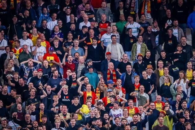 ATHENS , 02-10-2025 , Olympic Athletic Center of Athens Spyros Louis , season 2025 2026 , UEFA Europa League League phase . match between Panathinaikos and Go Ahead Eagles, Picture shows fans of Go Ahead Eagles Panathinaikos - Go Ahead Eagles  x31324290x Copyright:
