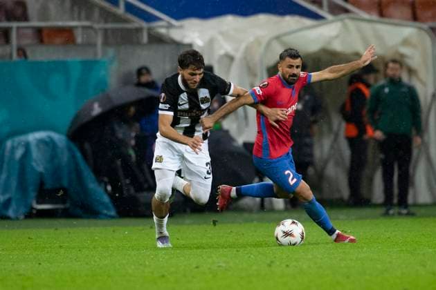 October 2, 2025, UEFA EUROPA LEAGUE, League phase, Matchday 2, FCSB vs Young Boys, Bucharest, National Arena Stadium 2 Valentin Cretu dribbles the opponent in speed