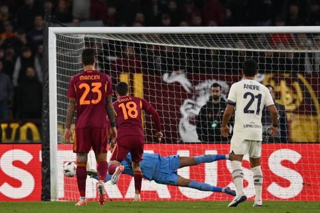 As Roma 02 10 2025 - Europa League Roma-Lille foto Antonello Sammarco Image nella foto: rigore Matias Soule 
