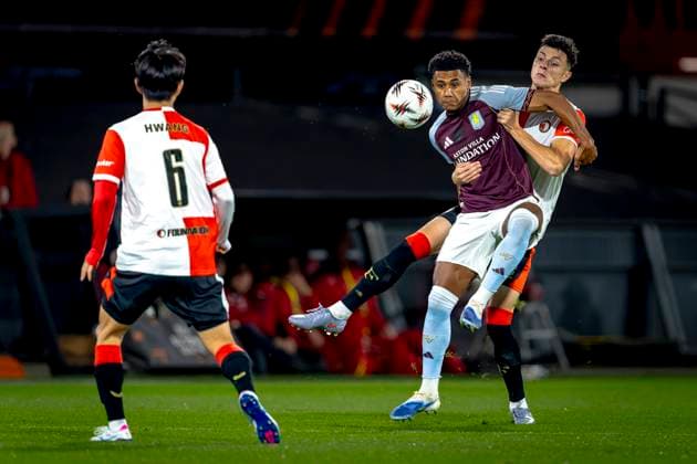 Aston Villa FC forwarder Ollie Watkins, SC Feyenoord Rotterdam defender Anel Ahmedhodzic during the match SC Feyenoord Rotterdam vs Aston Villa FC at the Stadium De Kuip for the Europa League - League phase - Matchday 2 season 2025-2026 in ROTTERDAM, Netherlands on 2 oktober 2025, (photo by Marcel van Dorst EYE4images DeFodi Images) Aston Villa FC forwarder Ollie Watkins, SC Feyenoord Rotterdam defender Anel Ahmedhodzic during the match SC Feyenoord Rotterdam vs Aston Villa FC at the Stadium De Kuip for the Europa League League League phase Matchday 2 season 2025 2026 in ROTTERDAM, Netherlands on 2 oktober 2025, photo by Marcel van Dorst EYE4images DeFodi Images