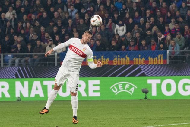 Goal chance, Ermedin Demirovic VfB Stuttgart, 09 SUI, FC Basel vs VfB Stuttgart, Football, UEFA Europa League, Men, Matchday 2, 2025 2026 season, 02 10 2025, SUI, FC Basel vs VfB Stuttgart, Football, UEFA Europa League, Men, Matchday 2, 2025 2026 season, 02 10 2025 Basel Copyright: xEibner-Pressefoto WolfgangxFrankx EP_WFK