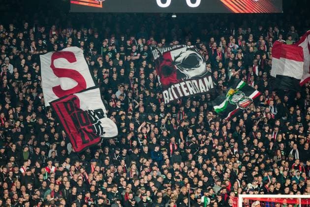 ROTTERDAM, 02-10-2025, Stadium de Kuip , season 2025 2026 , Europa League football . Match between Feyenoord and Aston Villa , Picture shows fans of Feyenoord Feyenoord - Aston Villa  x31325225x Copyright: