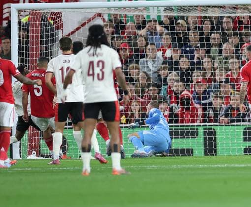 Nottingham Forest v FC Midtjylland UEFA Europa League Ousmane Diao of FC Midtjylland scores the first goal during the UEFA Europa League match at the City Ground, Nottingham UK Newspapers OUT Copyright: xAndyxSumnerx FIL-22309-0014