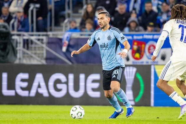 SLOVAN BRATISLAVA - STRASBOURG Kyriakos Savvidis of Slovan during league phase of UEFA Conference league football match between SK Slovan Bratislava and RC Strasbourg Alsace. Bratislava, Slovakia, October 02, 2025. Copyright: xx 080A0972