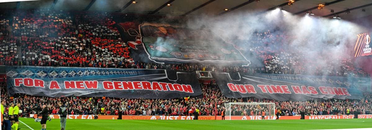 2nd October 2025; The City Ground, Nottingham, England; UEFA Europa League Football, Nottingham Forest versus Midtjylland; Forest fans hold up a banner celebrating their return to European football  GodfreyxPitt