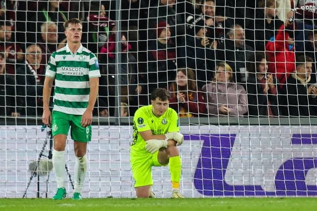 UEFA Europa Conference League Group Phase, Stadion Letna, Prague, Czech Republic 2 10 2025 Sparta Praha vs Shamrock Rovers Rovers goalkeeper Ed McGinty dejected after conceding a second goal Ed McGinty dejected after conceding a second goal 2 10 2025  Copyright: x INPHO RyanxByrnex RB1_5992