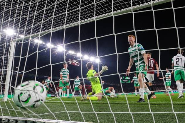 UEFA Europa Conference League Group Phase, Stadion Letna, Prague, Czech Republic 2 10 2025 Sparta Praha vs Shamrock Rovers Rovers Rory Gaffney reacts after his side concedes a second goal Rory Gaffney reacts after his side concedes a second goal 2 10 2025  Copyright: x INPHO RyanxByrnex RB4_5233