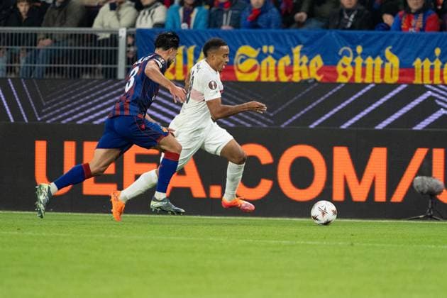 Switzerland UEFA Europa League 2025 26, FC Basel 1893 vs VfB Stuttgart St Jakob Park, Basel Jamie Leweling 18 Stuttgart in action Copyright: xKjetilxWaberx