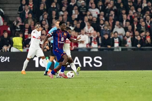 Switzerland UEFA Europa League 2025 26, FC Basel 1893 vs VfB Stuttgart St Jakob Park, Basel Philip Otele 7 Basel in duel with Lorenz Assignon 22 Stuttgart Copyright: xKjetilxWaberx