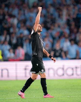 ESP: RC Celta v PAOK Salonica FC UEFA Europa League. Matchday 2. Georgios Giakoumakis celebrates after scoring goal during the UEFA Europa League match, between RC Celta de Vigo and PAOK Salonica FC, Matchday 2, Balaidos Stadium on October 2, 2025 in Vigo, Spain. kpng Copyright: xPedroxMinax xPRESSINx PS_2501002_CEL_PAO_2526_0128