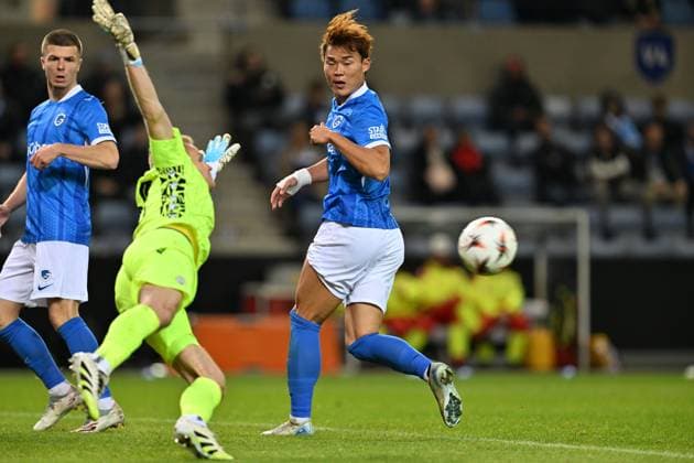 251002 KRC Genk vs Ferencvaros Hyeon-Gyu Oh (9) of Genk pictured during the 2nd game in the Uefa Europa League season 2025-2026 League Phase between KRC Genk and Ferencvaros from Hungary on October 2 , 2025 in Genk, Belgium. (Photo by David Catry Isosport) Genk Belgium  Copyright: xDavidxCatryx 20251002DC2_1994