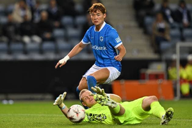 251002 KRC Genk vs Ferencvaros Hyeon-Gyu Oh (9) of Genk pictured during the 2nd game in the Uefa Europa League season 2025-2026 League Phase between KRC Genk and Ferencvaros from Hungary on October 2 , 2025 in Genk, Belgium. (Photo by David Catry Isosport) Genk Belgium  Copyright: xDavidxCatryx 20251002DC2_2004