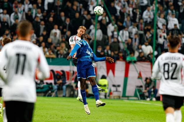 Radovan Pankov and Marius Mouandilmadji seen during UEFA Conference League game between Legia Warszawa and Samsunspor Kulubu (Jan Borys Ball Raw Images) Warsaw Polish Army Stadium Poland Copyright: xJanxBorysx janborys_legia_samsunspor_2526-74