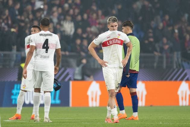 Disappointment, frustration at Nicolas Vouilloz FC Basel, 03 SUI, FC Basel vs VfB Stuttgart, Football, UEFA Europa League, Men, Matchday 2, 2025 2026 season, 02 10 2025, SUI, FC Basel vs VfB Stuttgart, Football, UEFA Europa League, Men, Matchday 2, 2025 2026 season, 02 10 2025 Basel Copyright: xEibner-Pressefoto WolfgangxFrankx EP_WFK