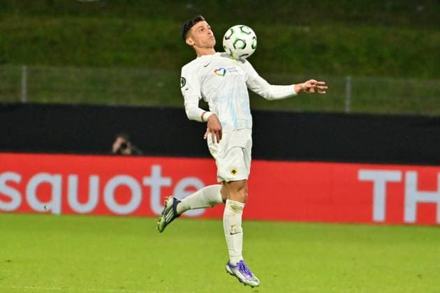 Celje, Slovenia, October 02nd 2025, Stavros Pilios of AEK Athens in action during the UEFA Conference League, League phase Matchday 1, between Celje (Slovenia) and AEK Athens (Greece) at Stadion Celje, Celje, Slovenia. (Photo by Igor Kupljenik Sports Press Photo) Copyright: xIgorxKupljenikx xSPPx Sportspressphoto_SPR36744