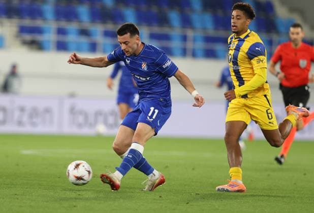 Maccabi Tel-Aviv FC and GNK Dinamo Zagreb - UEFA Europa League 2025 26 League Phase MD2 Arber Hoxha of GNK Dinamo Zagreb in action during the UEFA Europa League 2025 26 League Phase MD2 match between Maccabi Tel-Aviv FC and GNK Dinamo Zagreb at TSC Arena on October 2, 2025 in Backa Topola, Serbia.  SlobodanxSandic PIXSELL