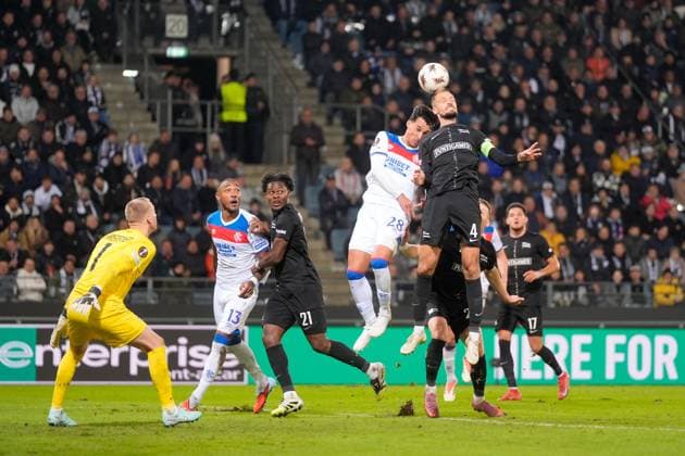 Bojan Miovski of Rangers and Jon Gorenc Stankovic of Sturm Graz Sturm Graz v Rangers, UEFA Europa League, Group Stage, Football, Merkur Arena, Graz, Austria - 02 Oct 2025Graz Merkur Arena Austria EDITORIAL USE ONLY No use with unauthorised audio, video, data, fixture lists, club league logos or live services. Online in-match use limited to 120 images, no video emulation. No use in betting, games or single club league player publications.  Copyright: xChristianxHofer Shutterstockx 15504056ch
