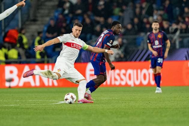 Switzerland UEFA Europa League 2025 26, FC Basel 1893 vs VfB Stuttgart St Jakob Park, Basel Ermedin DemiroviÄ‡ 9 Stuttgart in action Copyright: xKjetilxWaberx