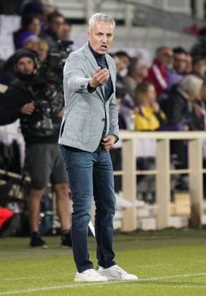 Sigma™s head coach Tomas Janotka gestures during the UEFA Conference League soccer match between Fiorentina and Betis at Artemio Franchi stadium in Florence, Italy - Thursday, October 02, 2025.  Copyright: xMarcoxBucco LaxPressex