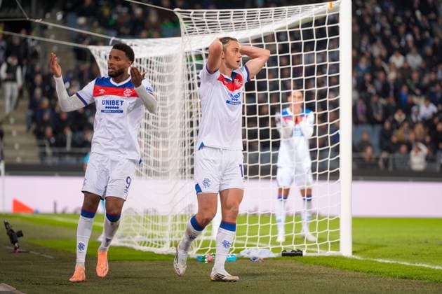 Thelo Aasgaard of Rangers reacts as Youssef Chermiti of Rangers tries to encourage the fans Sturm Graz v Rangers, UEFA Europa League, Group Stage, Football, Merkur Arena, Graz, Austria - 02 Oct 2025Graz Merkur Arena Austria EDITORIAL USE ONLY No use with unauthorised audio, video, data, fixture lists, club league logos or live services. Online in-match use limited to 120 images, no video emulation. No use in betting, games or single club league player publications. Copyright: xChristianxHofer Shutterstockx 15504056bw