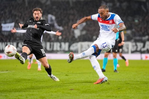 Derek Cornelius of Rangers and Otar Kiteishvili of Sturm Graz Sturm Graz v Rangers, UEFA Europa League, Group Stage, Football, Merkur Arena, Graz, Austria - 02 Oct 2025Graz Merkur Arena Austria EDITORIAL USE ONLY No use with unauthorised audio, video, data, fixture lists, club league logos or live services. Online in-match use limited to 120 images, no video emulation. No use in betting, games or single club league player publications. Copyright: xChristianxHofer Shutterstockx 15504056bu