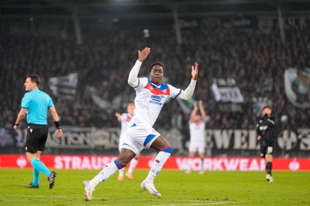 Djeidi Gassama of Rangers celebrates their goal to make it 2-1 to Sturm Graz Sturm Graz v Rangers, UEFA Europa League, Group Stage, Football, Merkur Arena, Graz, Austria - 02 Oct 2025Graz Merkur Arena Austria EDITORIAL USE ONLY No use with unauthorised audio, video, data, fixture lists, club league logos or live services. Online in-match use limited to 120 images, no video emulation. No use in betting, games or single club league player publications. Copyright: xChristianxHofer Shutterstockx 15504056bo