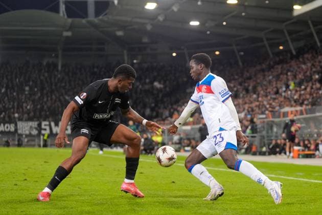 Djeidi Gassama of Rangers Sturm Graz v Rangers, UEFA Europa League, Group Stage, Football, Merkur Arena, Graz, Austria - 02 Oct 2025Graz Merkur Arena Austria EDITORIAL USE ONLY No use with unauthorised audio, video, data, fixture lists, club league logos or live services. Online in-match use limited to 120 images, no video emulation. No use in betting, games or single club league player publications. Copyright: xChristianxHofer Shutterstockx 15504056cw
