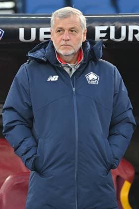 Soccer, Europa League match, AS Roma v Lille Losc Lille coach Bruno Genesio react during the Europa League match between AS Roma v Lille at Olimpico stadium in Rome, Italy, Oct 02nd, 2025. Imago-Images Emmefoto Copyright: xImago-Images Emmefotox