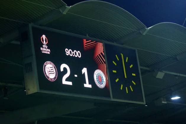 The full time share during UEFA Europa League league phase match at Merkur Arena, Graz. SK Sturm Graz v Rangers - UEFA Europa League - League Phase - Merkur Arena, Styria, Austria - 02 Oct 2025Graz Merkur Arena Styria Australia EDITORIAL USE ONLY  Copyright: xRangersxFC Shutterstockx 15514837io