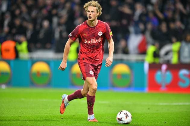 Sports : FOOTBALL - EUROPA LEAGUE - LYON v SALZBURG Maurits Kjaergaard of RB Salzburg during the UEFA Europa League, League phase, Matchday 2 football match between Olympique Lyonnais and RB Salzburg on 2 October 2025 at Groupama Stadium in DÃ cines-Charpieu near Lyon, France - Photo Cyril Lestage DÃ cines-CharpieuFrance  Copyright: xCyrilxLestagex