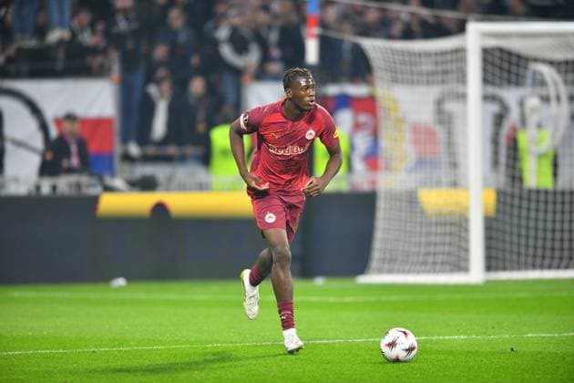 Sports : FOOTBALL - EUROPA LEAGUE - LYON v SALZBURG Joane Gadou of RB Salzburg during the UEFA Europa League, League phase, Matchday 2 football match between Olympique Lyonnais and RB Salzburg on 2 October 2025 at Groupama Stadium in DÃ cines-Charpieu near Lyon, France - Photo Cyril Lestage DÃ cines-CharpieuFrance  Copyright: xCyrilxLestagex