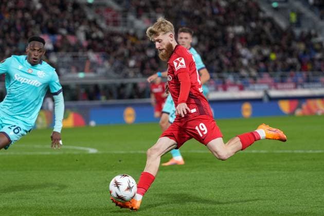 Jan Niklas Beste SC Freiburg, 19 on the ball , Italy, Football, UEFA Europa League, Matchday 2, League Phase, 2025 2026, Bologna FC vs SC Freiburg, 02 10 2025, Stadio Renato Dall™Ara, Bologna, Italy Bologna Stadio Renato Dall™Ara Emilia Romagna Italy Copyright: xArnexAmbergx