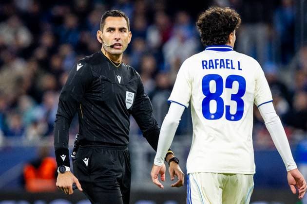 SLOVAN BRATISLAVA - STRASBOURG Referee Andrea Colombo during league phase of UEFA Conference league football match between SK Slovan Bratislava and RC Strasbourg Alsace. Bratislava, Slovakia, October 02, 2025. Copyright: xx 080A0857