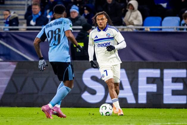 SLOVAN BRATISLAVA - STRASBOURG Diego Moreira of Strasbourg during league phase of UEFA Conference league football match between SK Slovan Bratislava and RC Strasbourg Alsace. Bratislava, Slovakia, October 02, 2025. Copyright: xx 080A1602